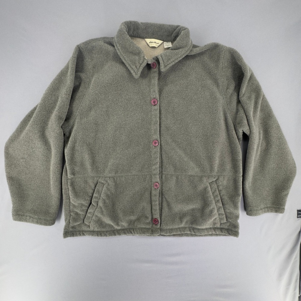 VTG Eddie Bauer Mens Polartec Fleece Jacket Olive Green Button Up Size XXL 0575